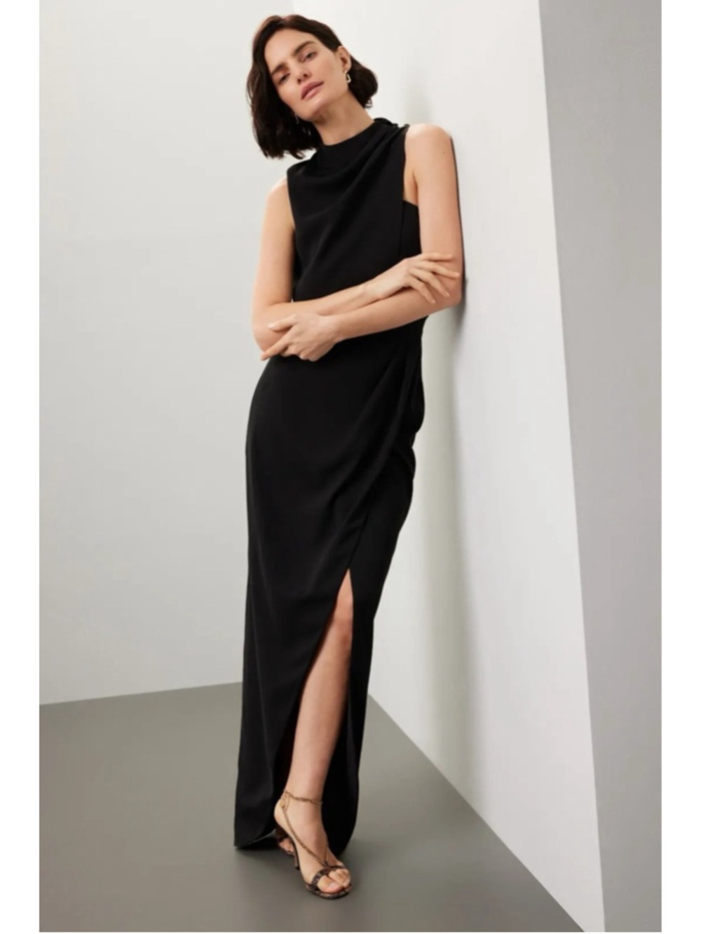 Women's Black Halo Black Floella Gown Size 0 - Picture 4 of 8